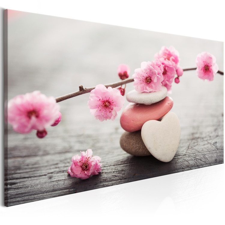 Canvas Print Tricolor Pebbles (1-part) Wide - Oriental Cherry Blossom 107228 additionalImage 2