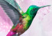 Canvas Art Print Colorful Hummingbirds (5-part) Wide Purple - Birds and Flowers 108028 additionalThumb 5
