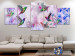 Canvas Art Print Colorful Hummingbirds (5-part) Wide Purple - Birds and Flowers 108028 additionalThumb 3