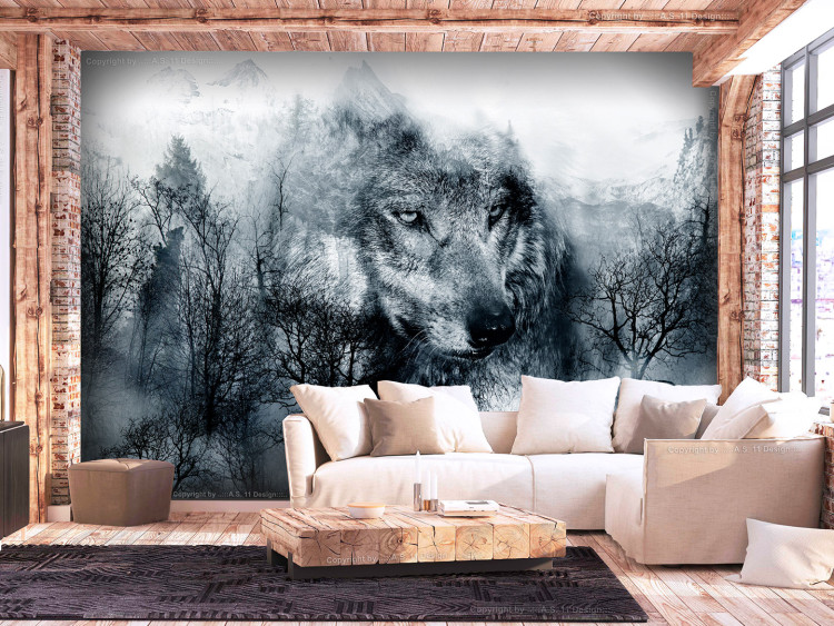 Photo Wallpaper Mountain Predator (Black and White) 108228