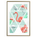 Poster Geometric flamingos - pink birds and triangles in shades of green 114328 additionalThumb 18