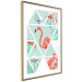 Poster Geometric flamingos - pink birds and triangles in shades of green 114328 additionalThumb 7