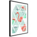 Poster Geometric flamingos - pink birds and triangles in shades of green 114328 additionalThumb 6