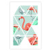 Poster Geometric flamingos - pink birds and triangles in shades of green 114328 additionalThumb 16
