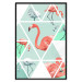 Poster Geometric flamingos - pink birds and triangles in shades of green 114328 additionalThumb 14
