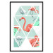 Poster Geometric flamingos - pink birds and triangles in shades of green 114328 additionalThumb 17