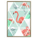Poster Geometric flamingos - pink birds and triangles in shades of green 114328 additionalThumb 15
