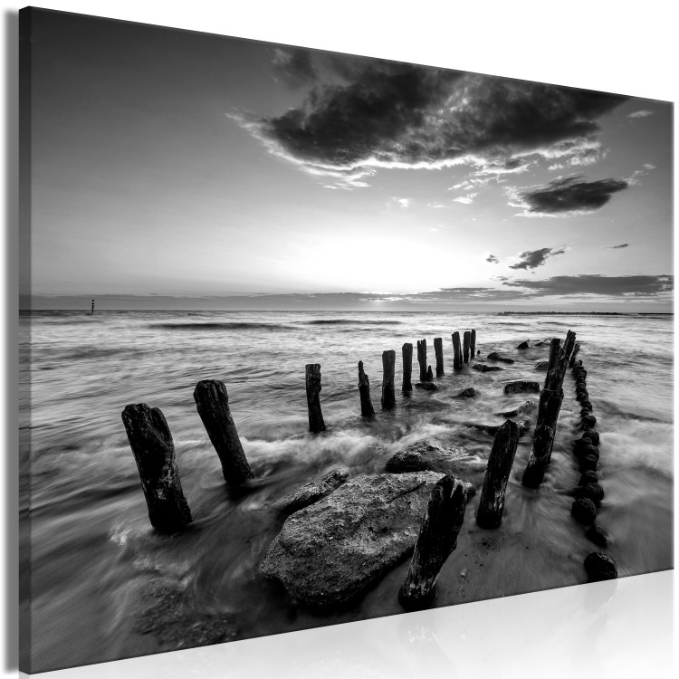 Canvas Art Print Sound of Waves (1-part) - Sunset Landscape Over Stony Sea 115128 additionalImage 2