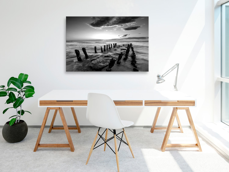 Canvas Art Print Sound of Waves (1-part) - Sunset Landscape Over Stony Sea 115128 additionalImage 3