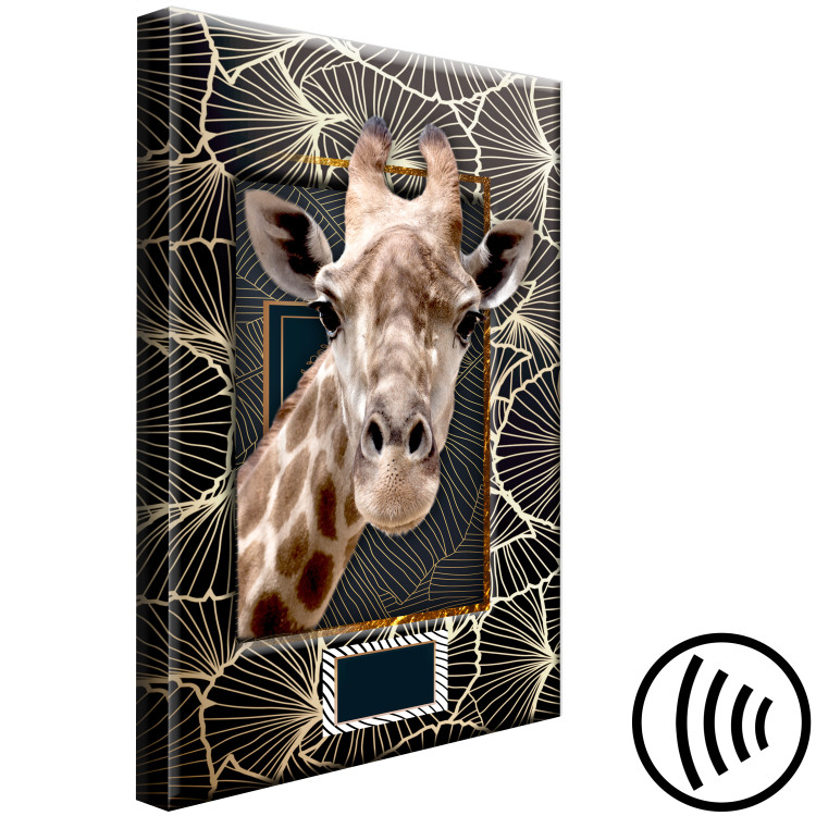 Canvas Art Print Giraffe Portrait (1-part) - Animal Against Textured Pattern Background 116428 additionalImage 6