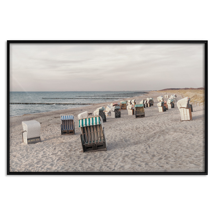 Poster Beach Huts - summer landscape of sandy beach with sea in the background 117028 additionalImage 20