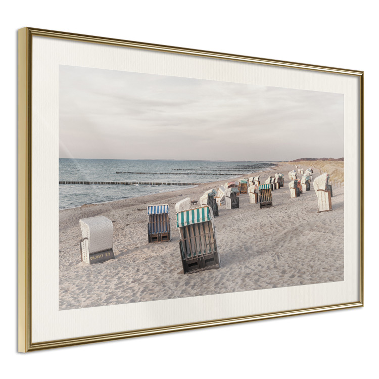 Poster Beach Huts - summer landscape of sandy beach with sea in the background 117028 additionalImage 2