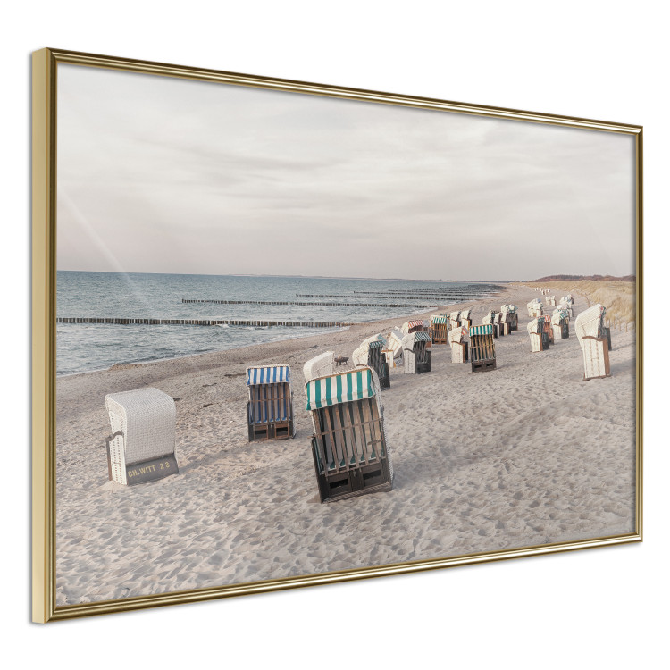 Poster Beach Huts - summer landscape of sandy beach with sea in the background 117028 additionalImage 14