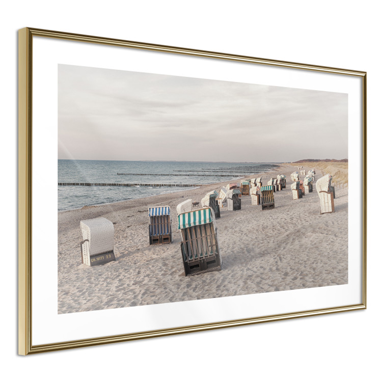 Poster Beach Huts - summer landscape of sandy beach with sea in the background 117028 additionalImage 8