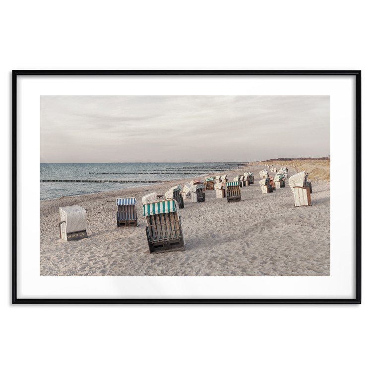 Poster Beach Huts - summer landscape of sandy beach with sea in the background 117028 additionalImage 14