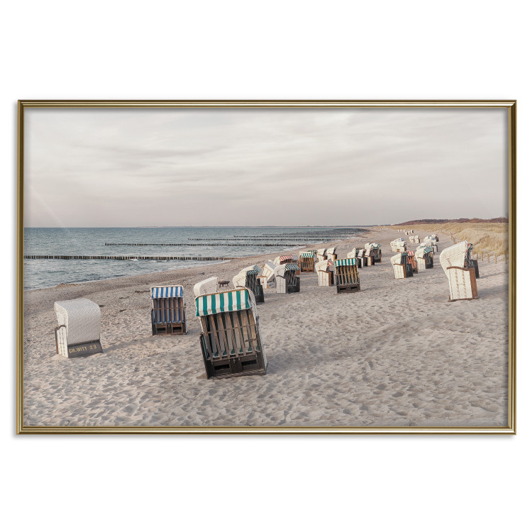 Poster Beach Huts - summer landscape of sandy beach with sea in the background 117028 additionalImage 17