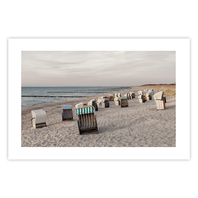 Poster Beach Huts - summer landscape of sandy beach with sea in the background 117028 additionalImage 21