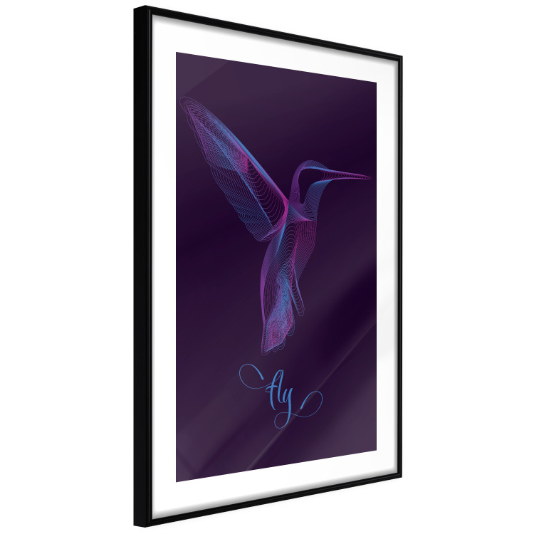 Wall Poster Purple Hummingbird - dark abstraction with bird and English text 117228 additionalImage 11
