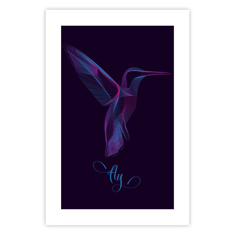 Wall Poster Purple Hummingbird - dark abstraction with bird and English text 117228 additionalImage 19