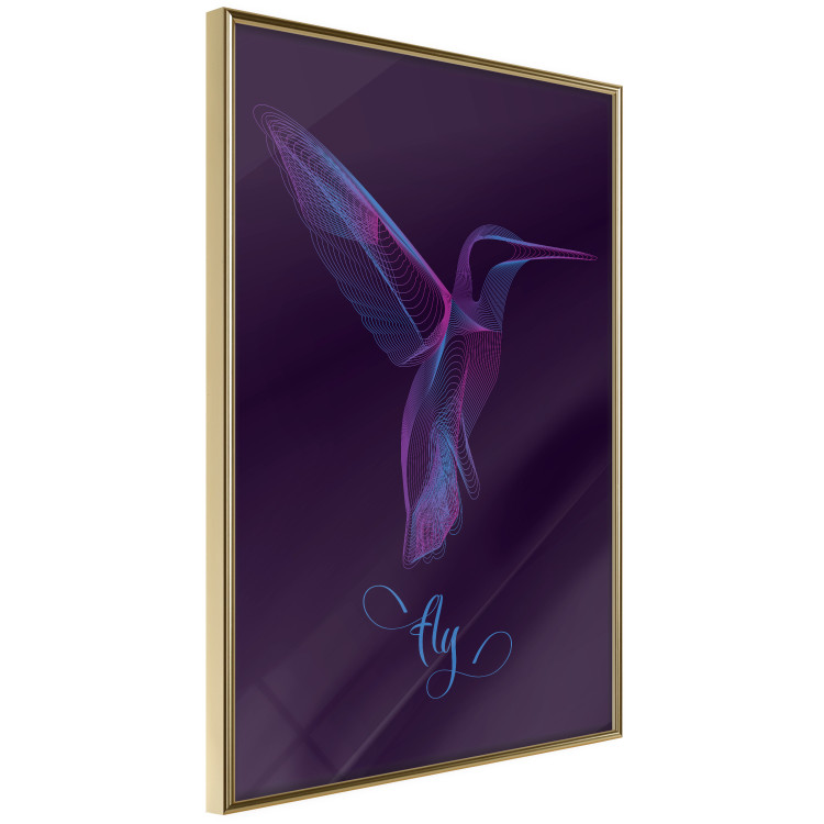 Wall Poster Purple Hummingbird - dark abstraction with bird and English text 117228 additionalImage 12