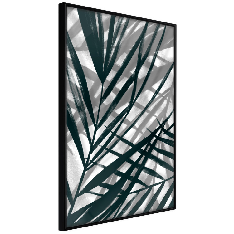 Wall Poster In the Shade of Leaves - black and white leaves casting shadows on a white wall 122628 additionalImage 10