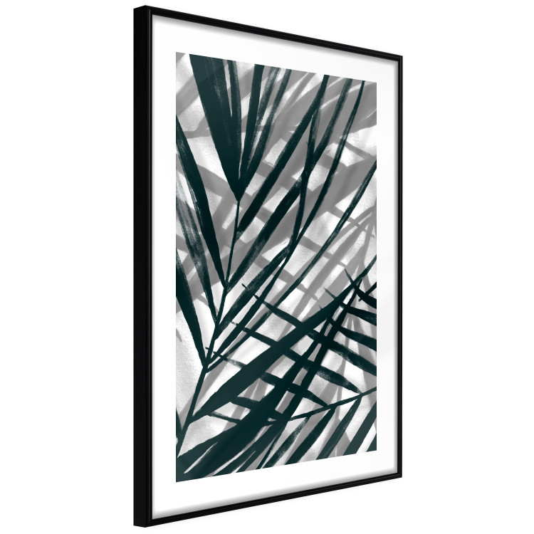 Wall Poster In the Shade of Leaves - black and white leaves casting shadows on a white wall 122628 additionalImage 11