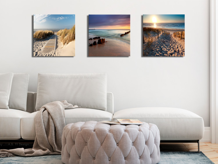 Canvas Print Between Sky and Sea (3-part) - Summer Beach Landscape by Water 122828 additionalImage 3