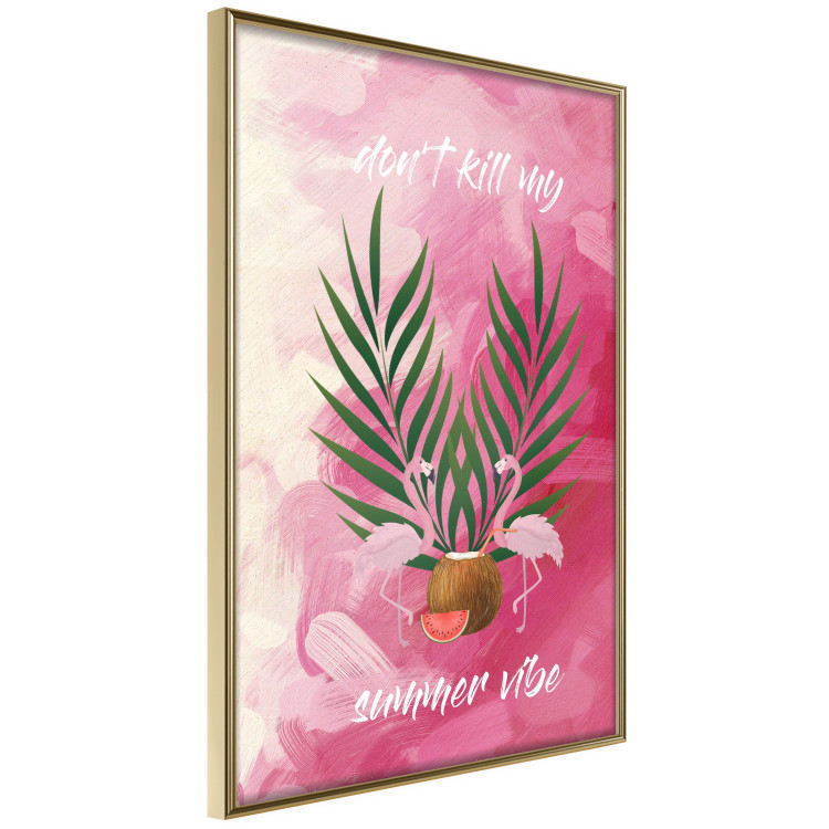 Wall Poster Don't Kill My Summer Vibe - white text and flamingos on a pink background 123028 additionalImage 12
