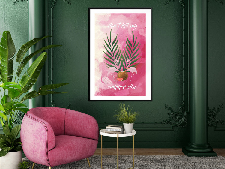 Wall Poster Don't Kill My Summer Vibe - white text and flamingos on a pink background 123028 additionalImage 4