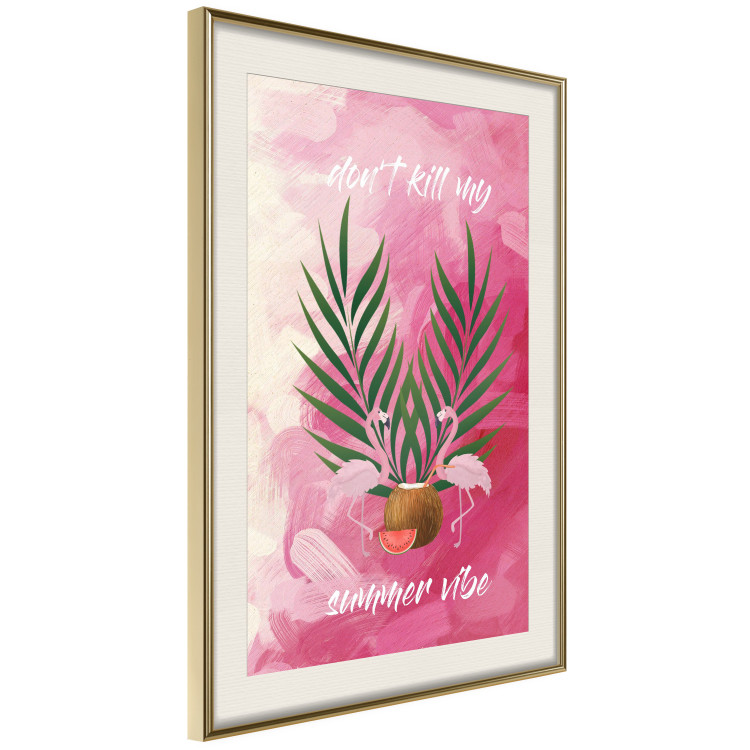 Wall Poster Don't Kill My Summer Vibe - white text and flamingos on a pink background 123028 additionalImage 2