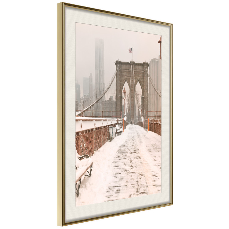 Wall Poster Sepia Brooklyn Bridge - architecture in wintry and misty scenery 123828 additionalImage 2