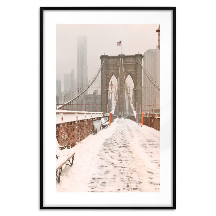 Wall Poster Sepia Brooklyn Bridge - architecture in wintry and misty scenery 123828 additionalImage 25