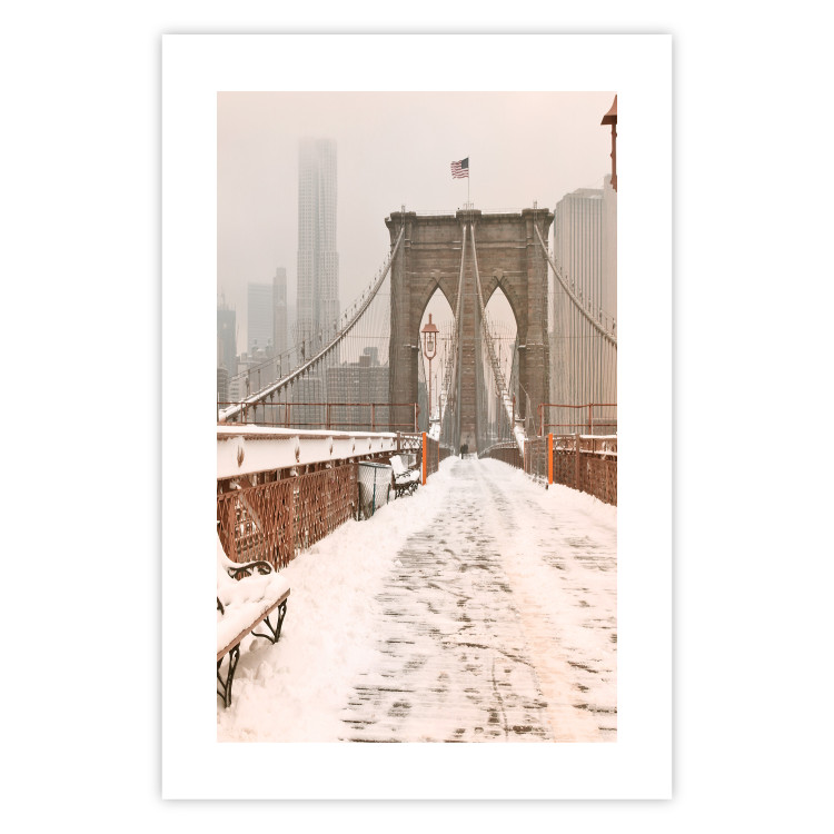 Wall Poster Sepia Brooklyn Bridge - architecture in wintry and misty scenery 123828 additionalImage 15