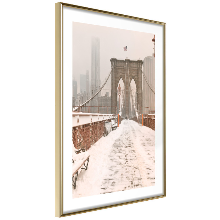 Wall Poster Sepia Brooklyn Bridge - architecture in wintry and misty scenery 123828 additionalImage 6