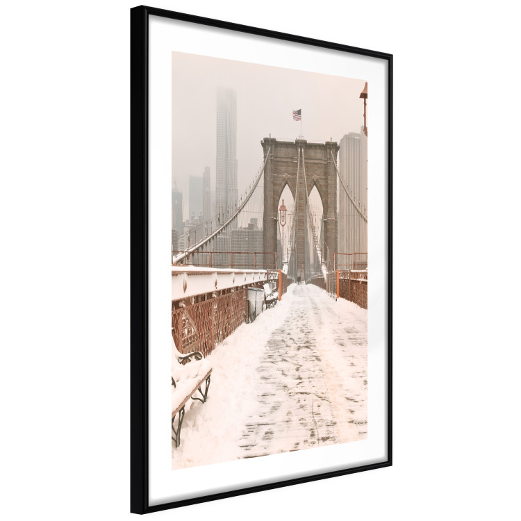 Wall Poster Sepia Brooklyn Bridge - architecture in wintry and misty scenery 123828 additionalImage 13