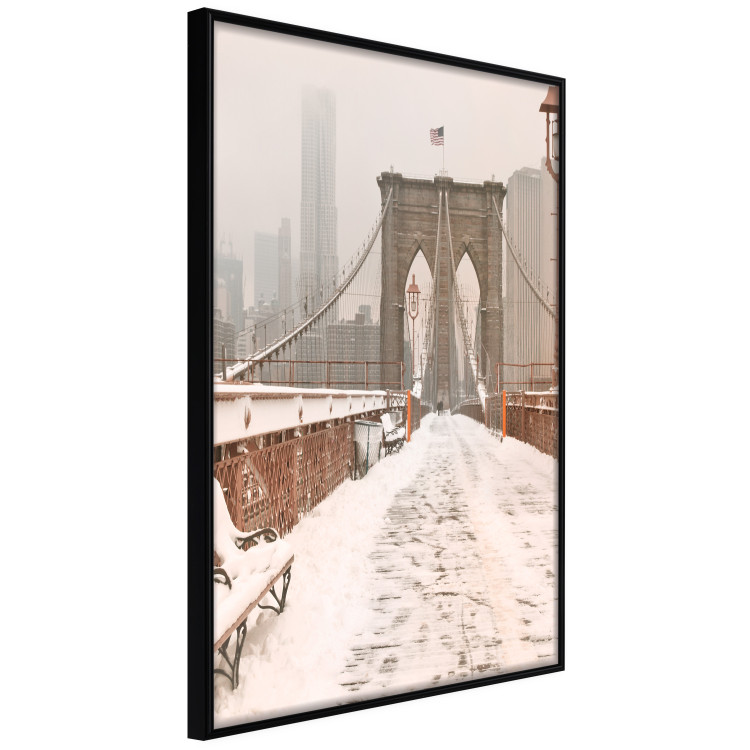 Wall Poster Sepia Brooklyn Bridge - architecture in wintry and misty scenery 123828 additionalImage 10