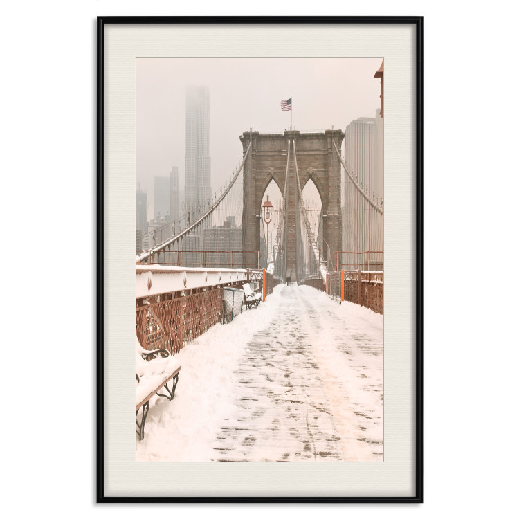 Wall Poster Sepia Brooklyn Bridge - architecture in wintry and misty scenery 123828 additionalImage 24