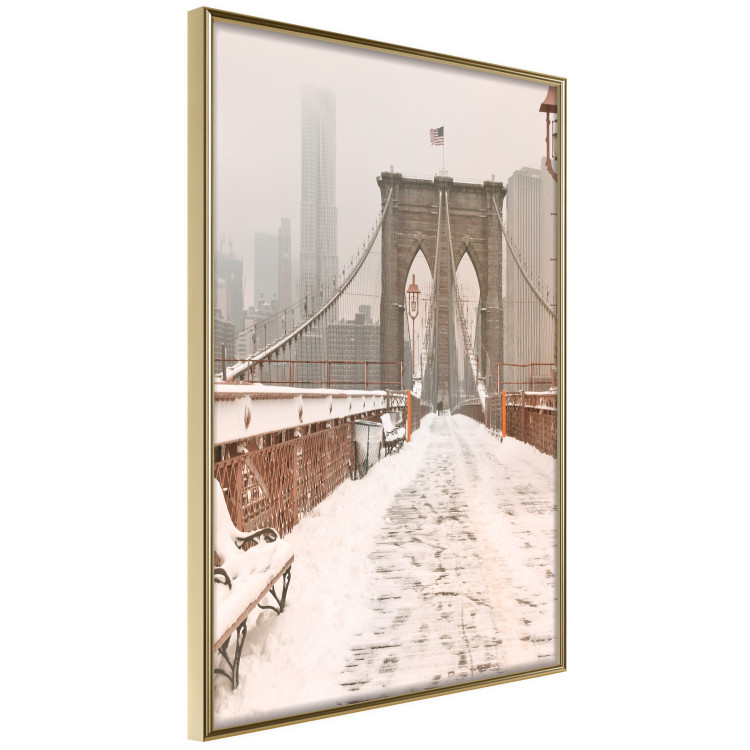 Wall Poster Sepia Brooklyn Bridge - architecture in wintry and misty scenery 123828 additionalImage 14