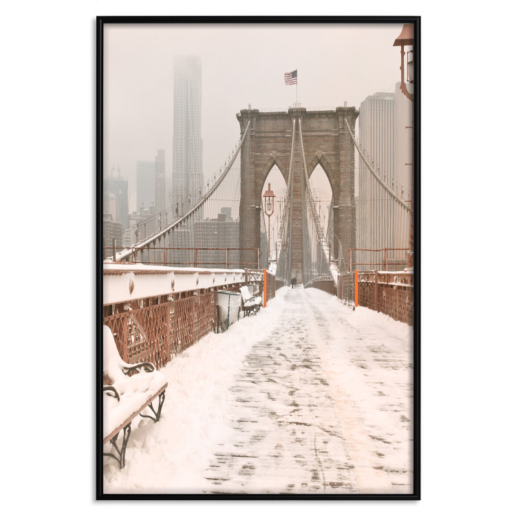 Wall Poster Sepia Brooklyn Bridge - architecture in wintry and misty scenery 123828 additionalImage 16