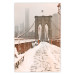Wall Poster Sepia Brooklyn Bridge - architecture in wintry and misty scenery 123828