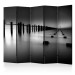 Folding Screen Beyond the Horizon II (5-piece) - black and white seascape with calm sea 124128