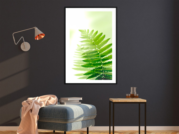 Wall Poster Fern - natural plant with fern leaves on a green glow background 126828 additionalImage 23