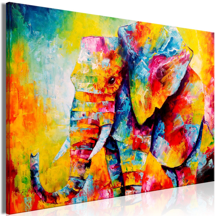 Canvas Art Print Colourful Animals: Elephant (1 Part) Wide 127028 additionalImage 2