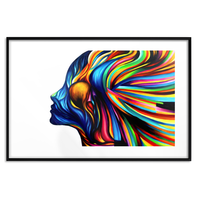Wall Poster Rainbow Hair - abstract and colorful silhouette of a woman on a white background 127328 additionalImage 15