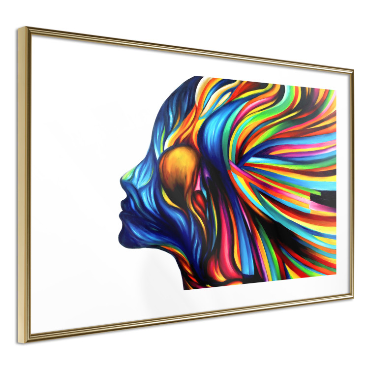 Wall Poster Rainbow Hair - abstract and colorful silhouette of a woman on a white background 127328 additionalImage 7