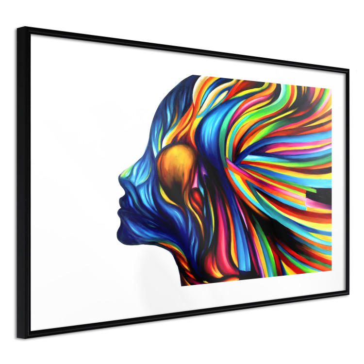 Wall Poster Rainbow Hair - abstract and colorful silhouette of a woman on a white background 127328 additionalImage 6