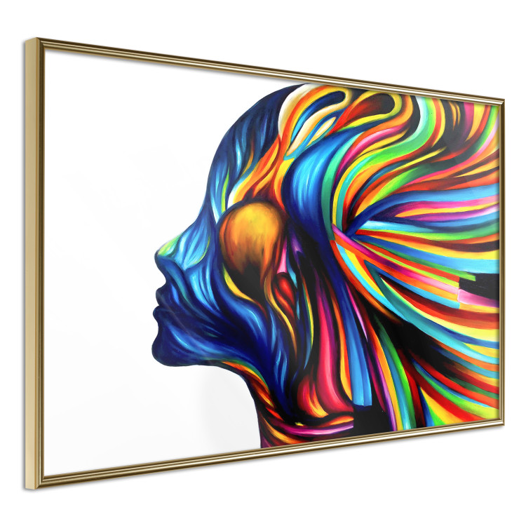 Wall Poster Rainbow Hair - abstract and colorful silhouette of a woman on a white background 127328 additionalImage 12