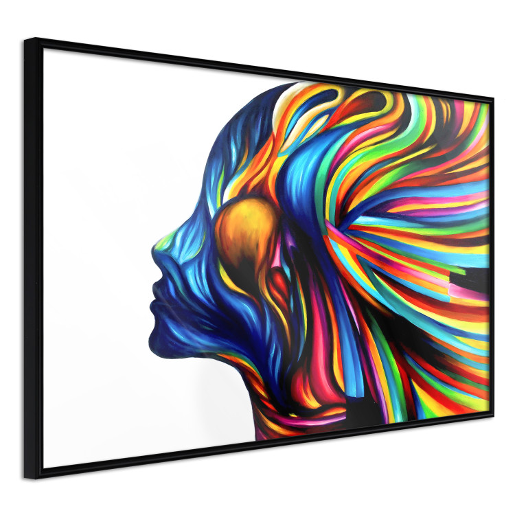 Wall Poster Rainbow Hair - abstract and colorful silhouette of a woman on a white background 127328 additionalImage 11