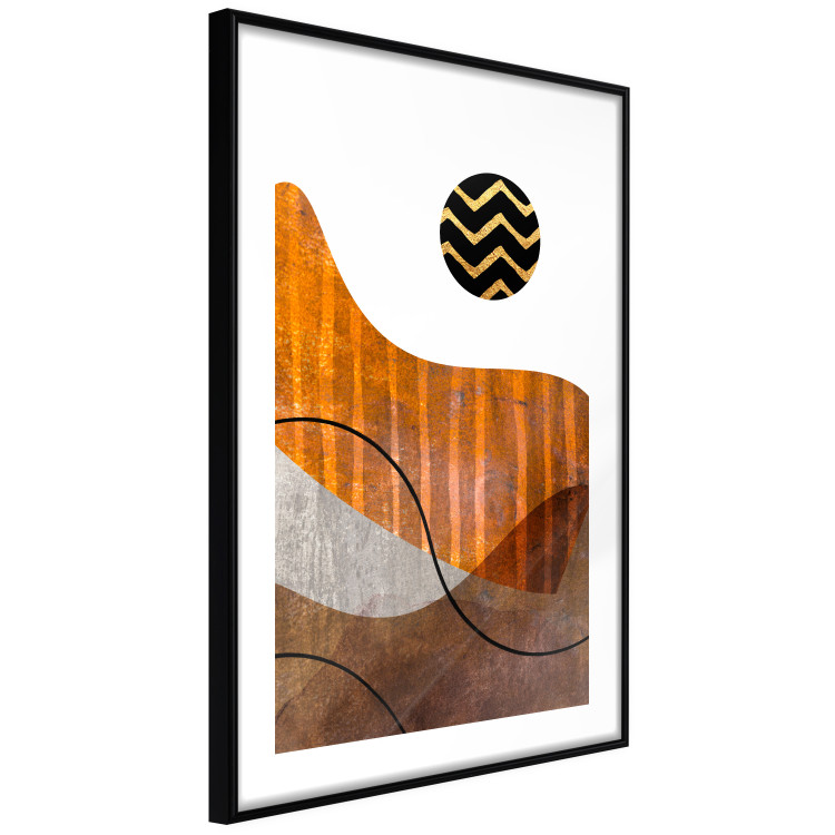 Poster Fluid Motion - abstract brown waves and circle with patterns on white background 127828 additionalImage 8
