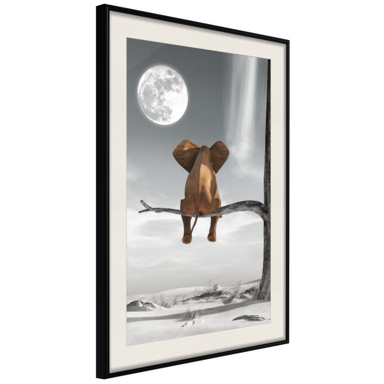 Poster Elephant and Moon - fantasy with African animal against desert backdrop 128828 additionalImage 2